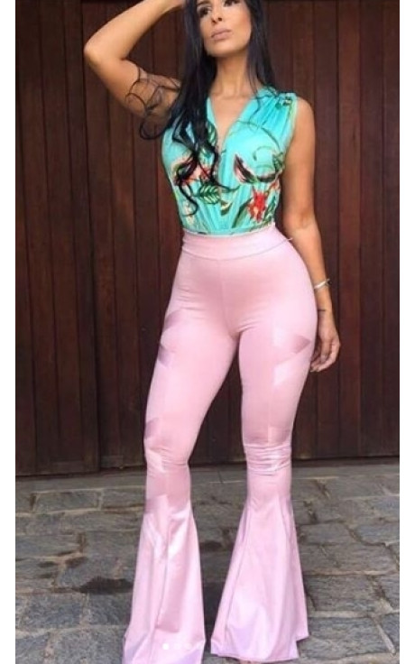 Calça cirre hot sale rosa flare