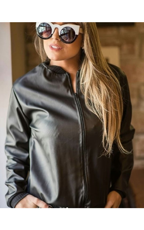 Jaqueta de couro bomber feminina top
