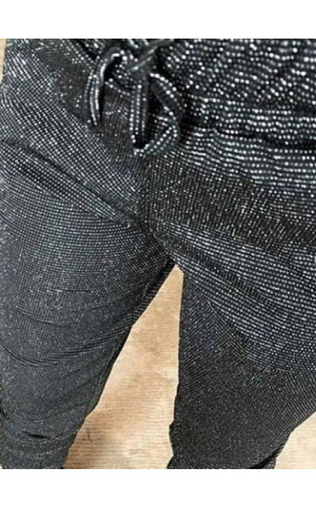 Calça jogger lurex prata clearance